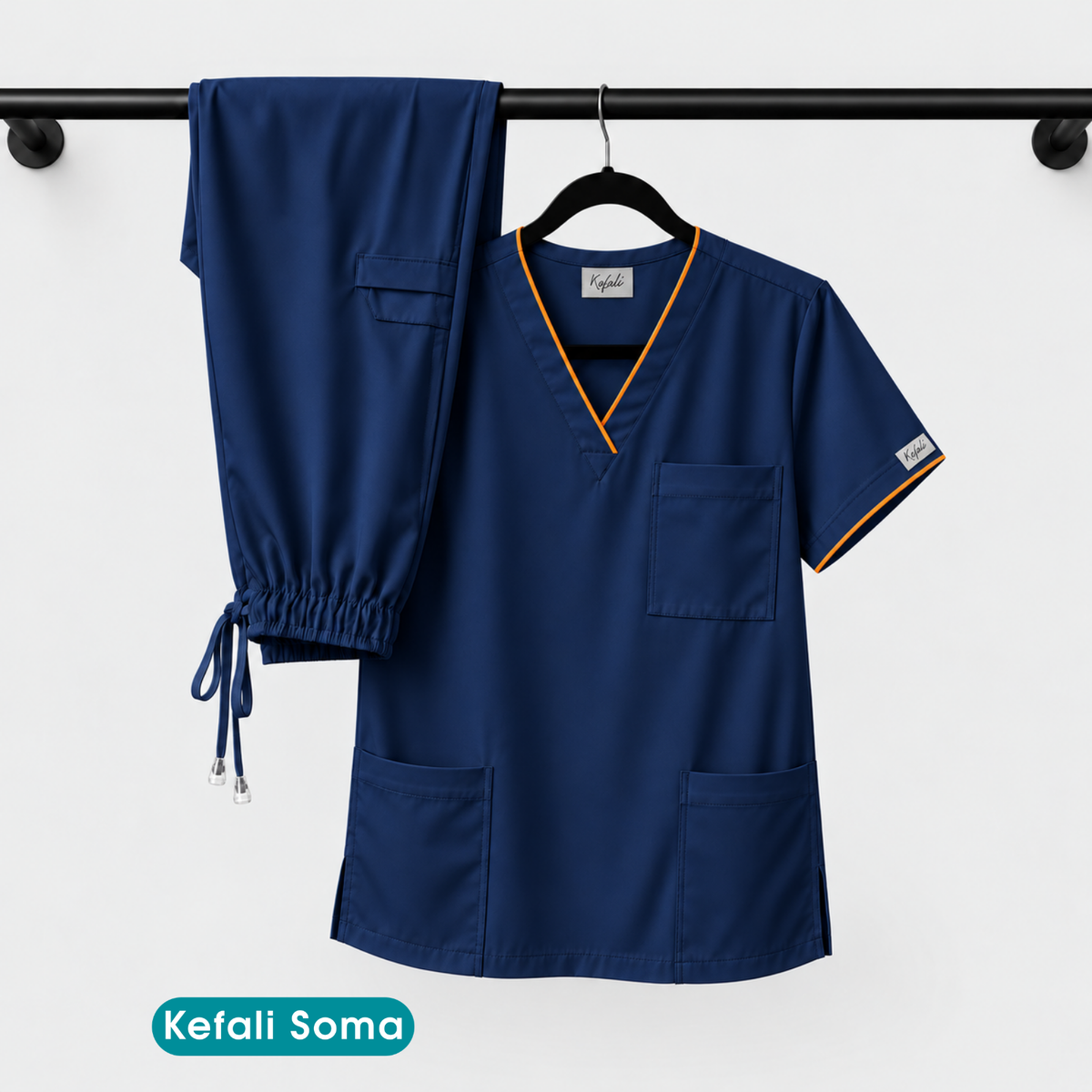 Kefali Soma | pijama quirúrgica marino + ribete (incluye bordado)