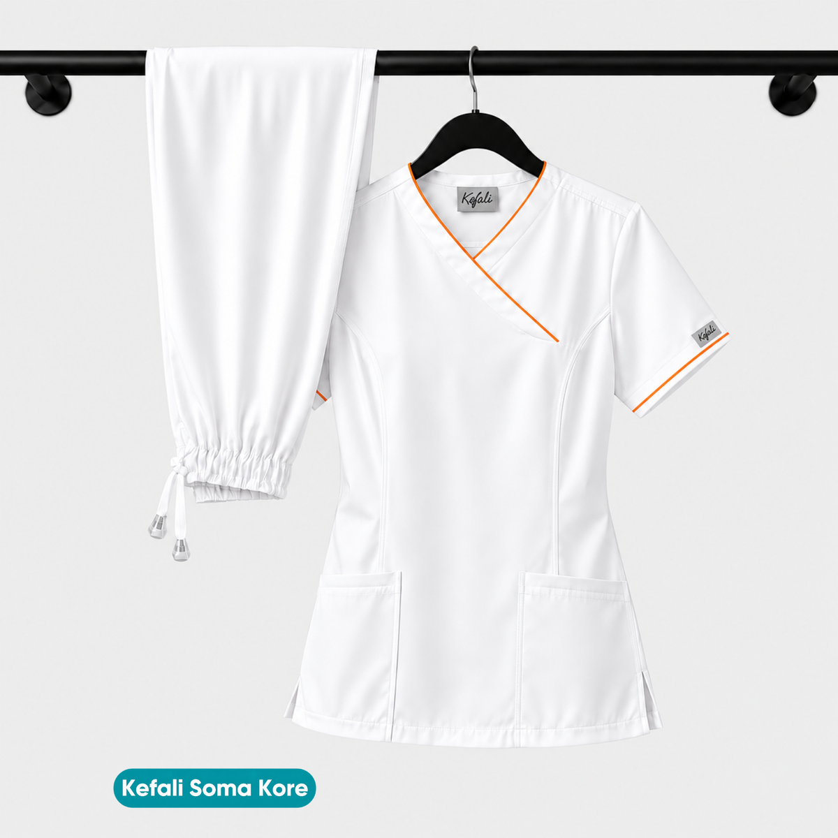 Kefali Soma Kore | pijama quirúrgica blanco + ribete (incluye bordado)
