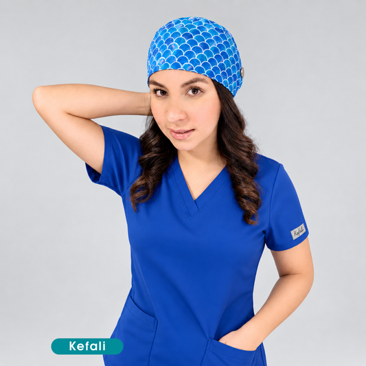 Kefali | gorro quirúrgico escamas azul