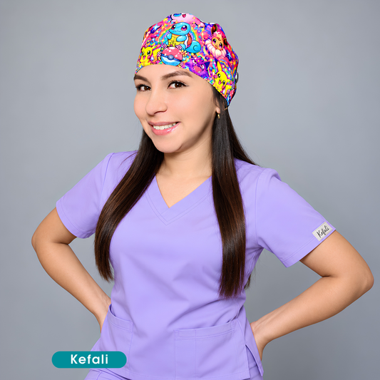 Kefali | gorro quirúrgico monstruos anime rosa
