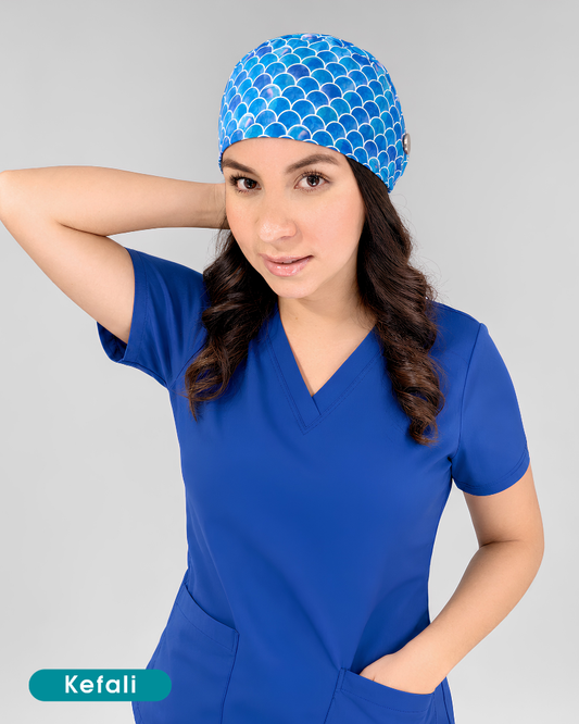 Kefali | gorro quirúrgico escamas azul