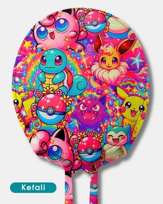 Kefali | gorro quirúrgico monstruos anime rosa