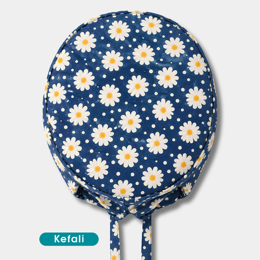Kefali | gorro quirúrgico margaritas en azul