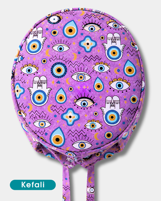 Kefali | gorro quirúrgico ojo turco lila