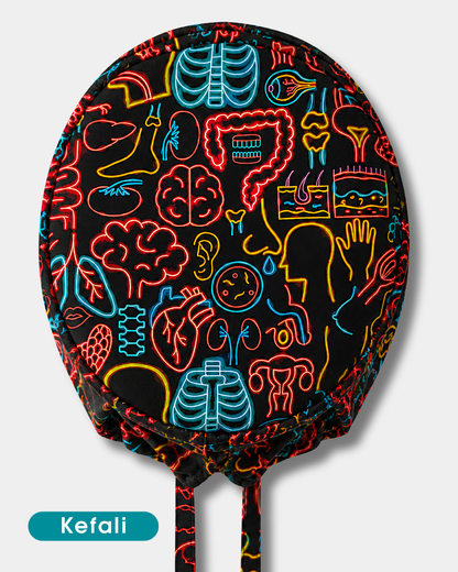 Kefali | gorro quirúrgico órganos neón