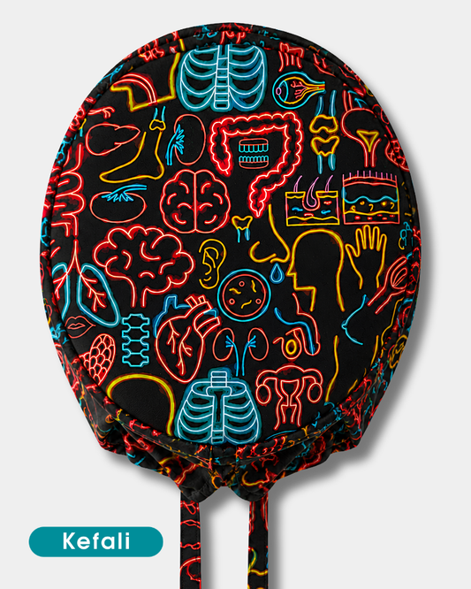 Kefali | gorro quirúrgico órganos neón