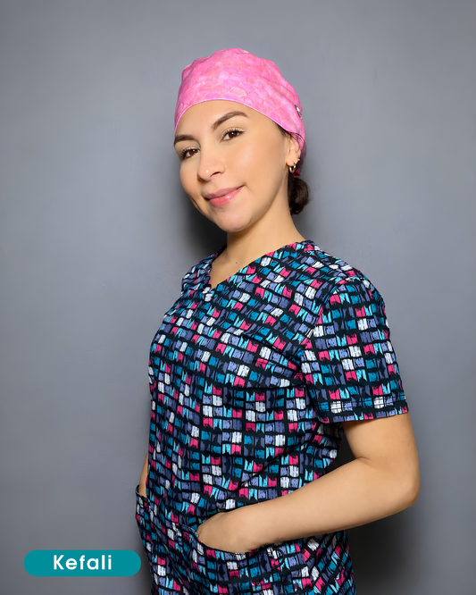 Kefali | gorro quirúrgico escamas rosa