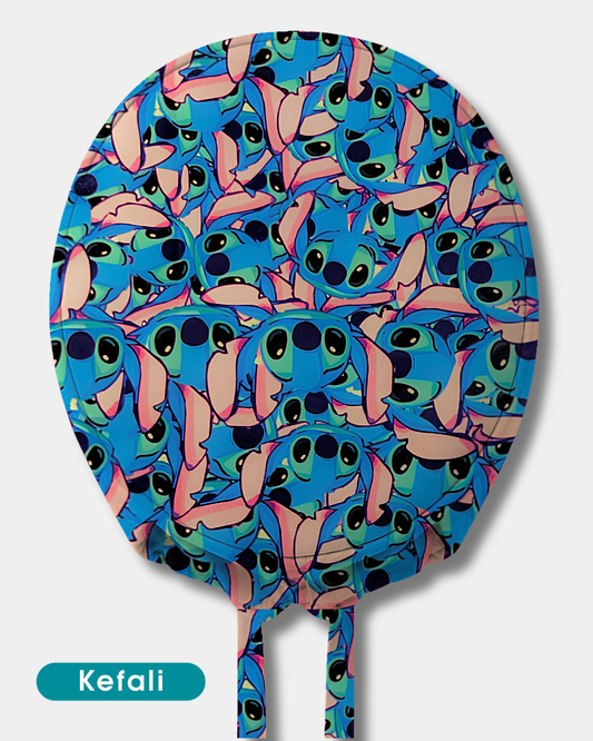Kefali | gorro quirúrgico el alien azul caras