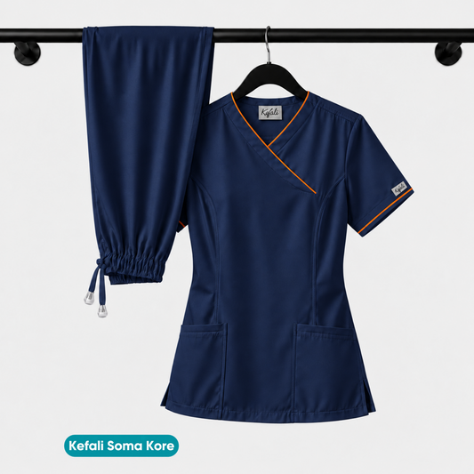 Kefali Soma Kore | pijama quirúrgica marino + ribete (incluye bordado)
