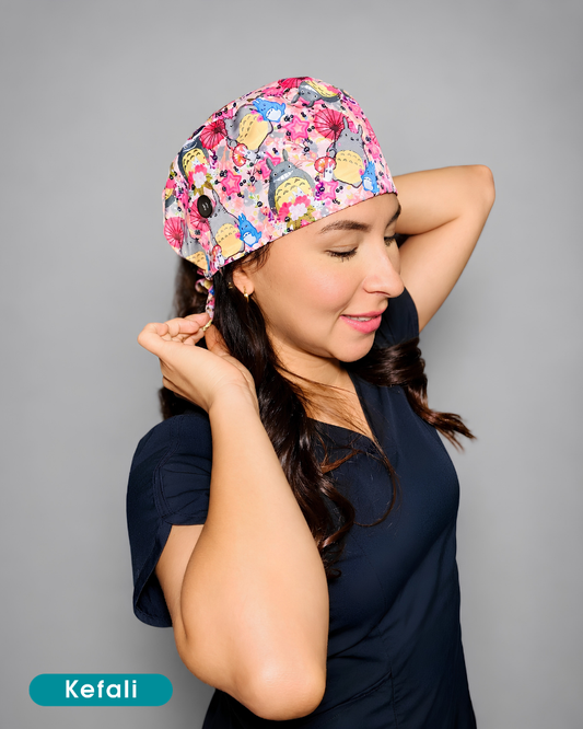 Kefali | gorro quirúrgico mi vecino rosa
