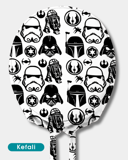 Kefali | gorro quirúrgico guerra de las galaxias blanco y negro
