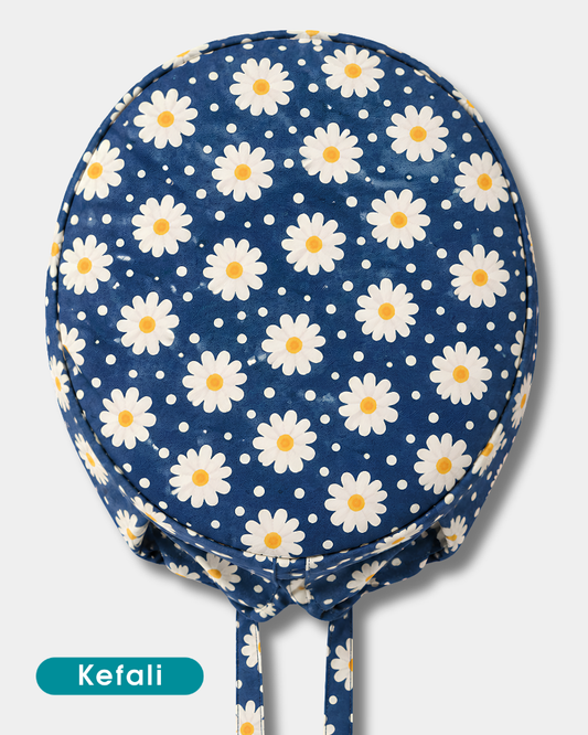 Kefali | gorro quirúrgico margaritas en azul