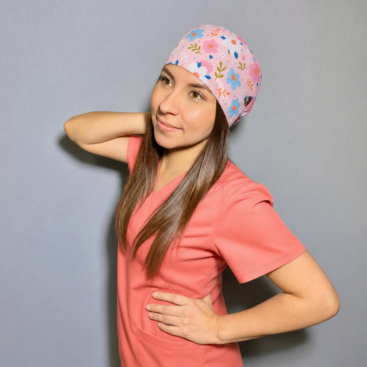 Gorro Quirúrgico Rosa Flores
