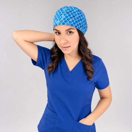 Gorro Quirúrgico Escamas Azul